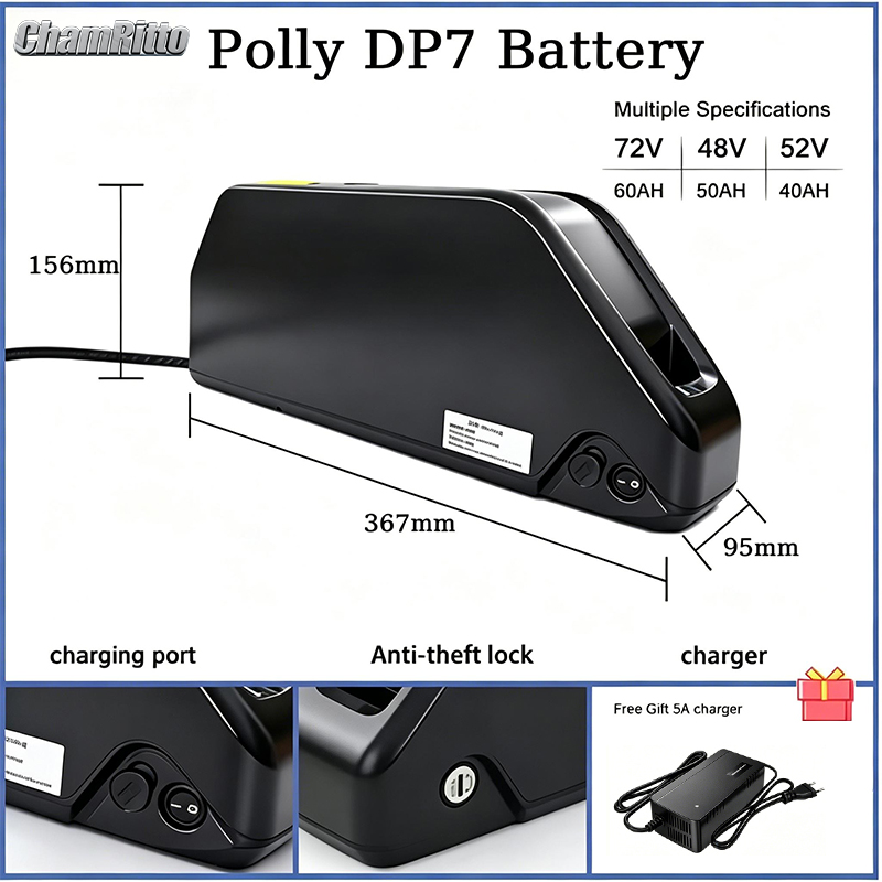 Electric bicycle Polly DownTub - đánh giá và giá Electric Bicycle Battery 72V 30Ah