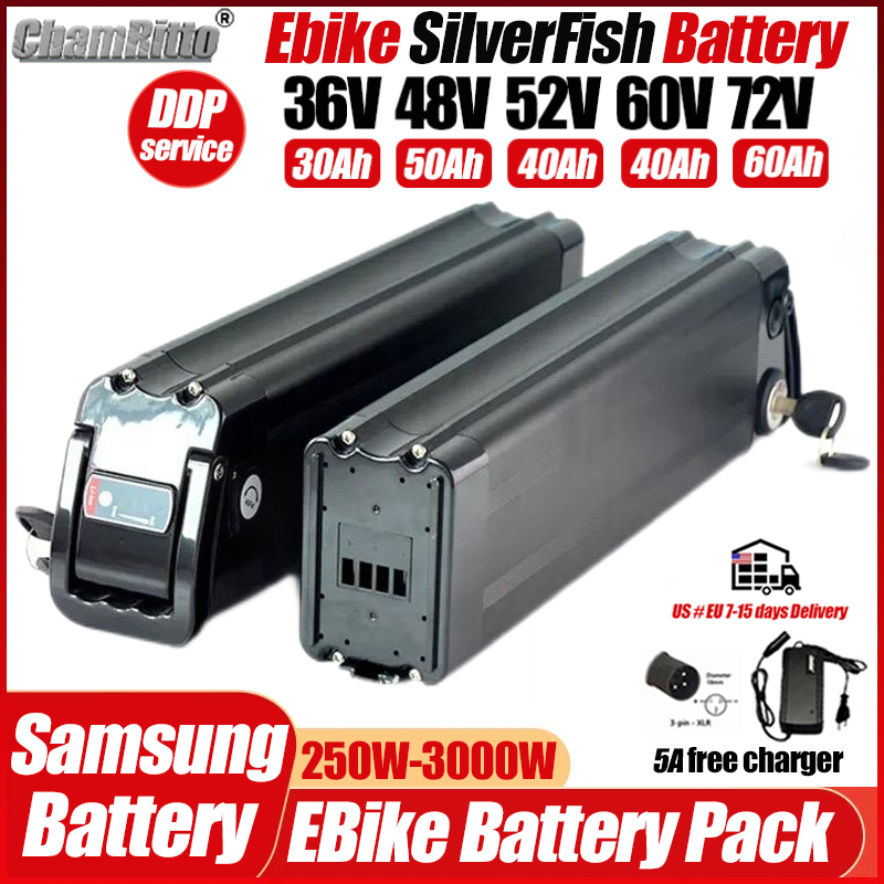 Xe đạp điện 36V 48V 52V, pin S - đánh giá và giá Electric Bicycle Battery 72V 30Ah