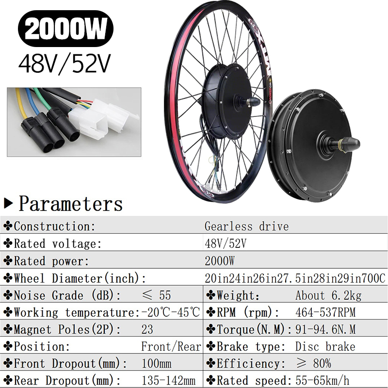 48V 2000W Ebike Conversion Ppa - đánh giá và giá 72V 5000W Hub Motor Kit